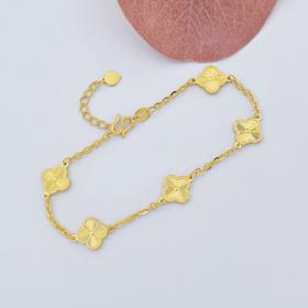 【限时克减150元】足金999 #小红书 (足金999字印)5G黄金双面车花四叶草手链五花手链调节手链（约8.7-9.1mm）(5GSL00234-02)预售产品下单后不退款不退货不换货不补差价