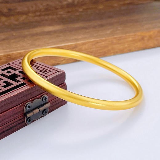 【限时克减150元】足金999.9 【油亮半空心】古法传承(面宽约4.6-4.8mm)古法光圈古法素圈固口古法手镯(GFSZW00022-02)（预售产品下单后不退款不退货不换货不补差价） 商品图1