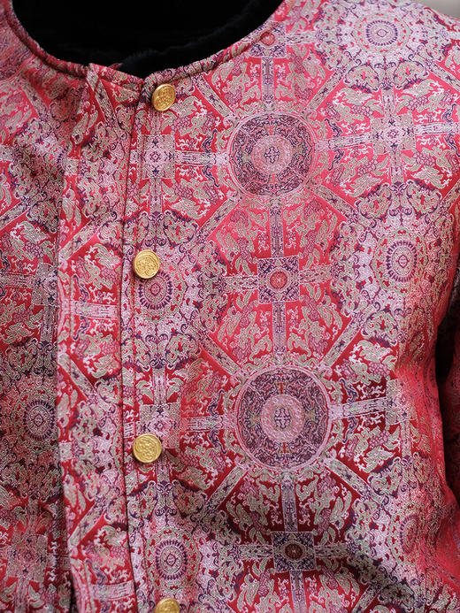 盛唐牡丹 |八达晕纹真丝宋锦羊毛外套 商品图9