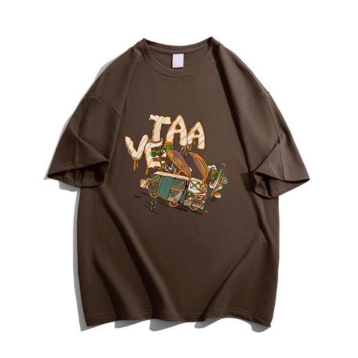 春装新款【美式复古棉质大码 宽松t恤短袖女】女士上衣 舒适百搭 t恤衫 商品图0