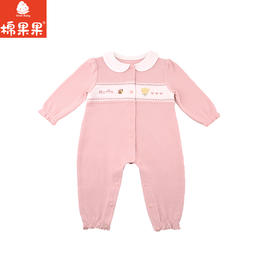 棉果果专柜同款春季新品女童华夫格质感纯棉对开连体衣M122722224002