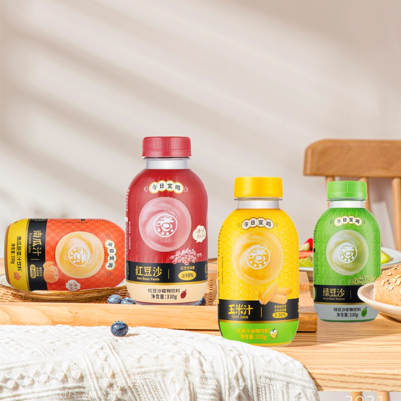 【全家有售】煮玉米汁红豆沙南瓜汁植物谷物粗粮饮品瓶330g 0防腐剂0香精0色素