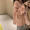 春秋季【休闲风套头 圆领长袖卫衣女款】韩版撞色条纹 宽松女装上衣 商品缩略图1