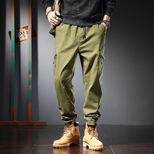 【纯棉】【新款DYG】大依优型大码束脚工装裤休闲裤松紧腰弹力加肥加大宽松大码男士长裤 商品图1