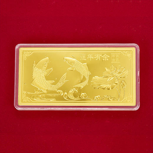 【限时克减150元】【100克】足金999.9 #投资理财 莲年有余金条100g（配亚克力盒）(YDJT00006-08)（预售产品下单后不退款不退货不换货不补差价） 商品图1