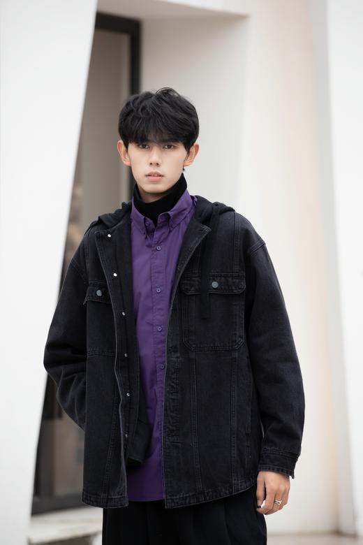 S332872837做旧连帽牛仔夹克 商品图0