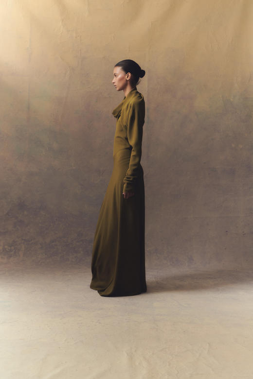 Cortana  苔绿色Georgia夹克式真丝连肩短外套 商品图5