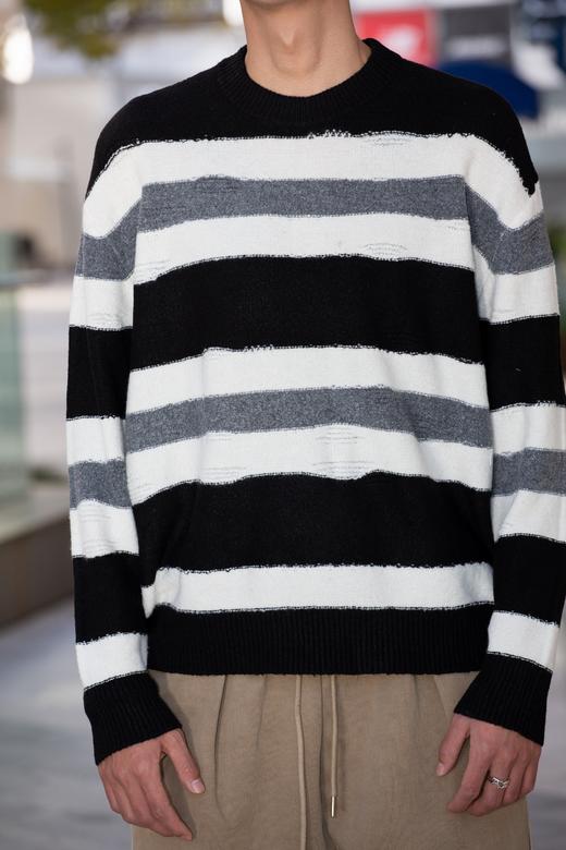 W343943192条纹套头针织衫 商品图1