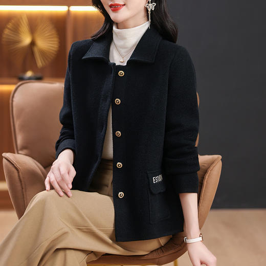 春秋中年妈妈短款外套，女春装新款翻领毛衣针织开衫二八月外搭CC-5-5862 商品图1