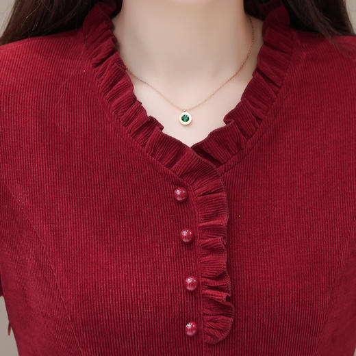 修身时尚，春款中长款简约A字裙V领长袖大码显瘦内搭打底裙QYM-XQD-X9276-L 商品图3