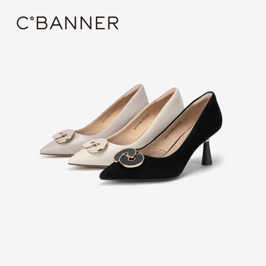 【静音系列】千百度浅口单鞋女春季羊皮高跟鞋通勤细跟A24157769 商品图1