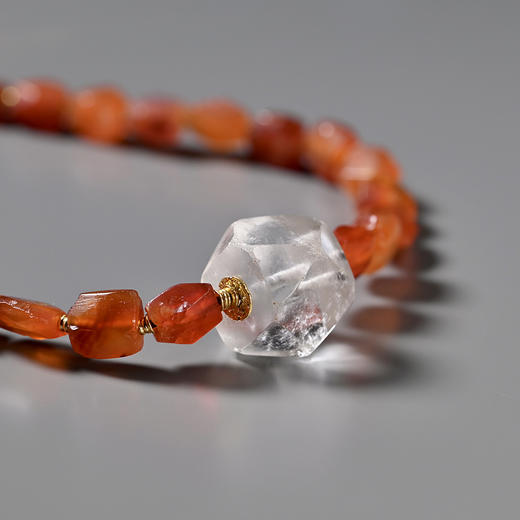 西亚高古多棱磨面白水晶+红玛瑙项链 商品图3