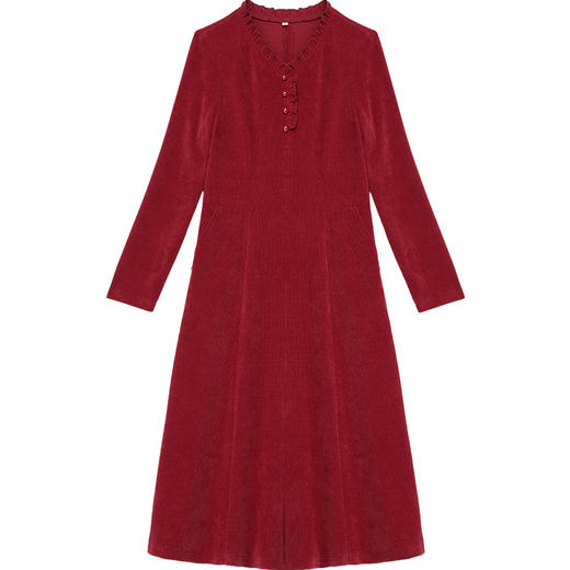 修身时尚，春款中长款简约A字裙V领长袖大码显瘦内搭打底裙QYM-XQD-X9276-L 商品图4