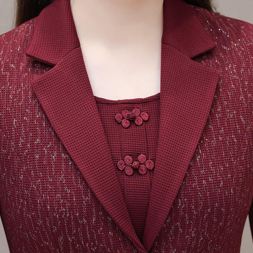 春款简约，中长款洋气内搭连衣裙短款通勤小香风外套两件套QYM-XYKL-4828-L 商品图3