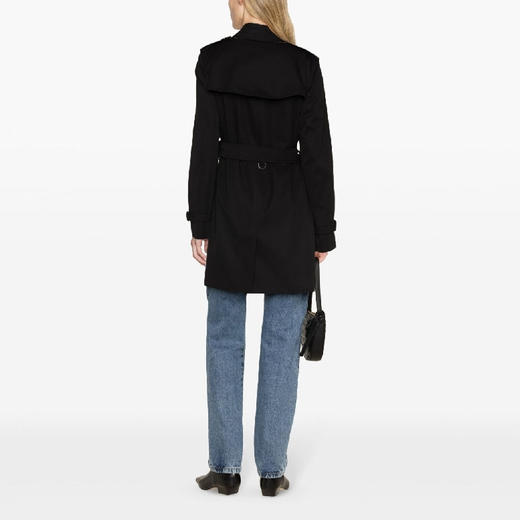 【二】BURBERRY 巴宝莉 女士双排扣中长款束带风衣 黑色 8079415 A1189 商品图3