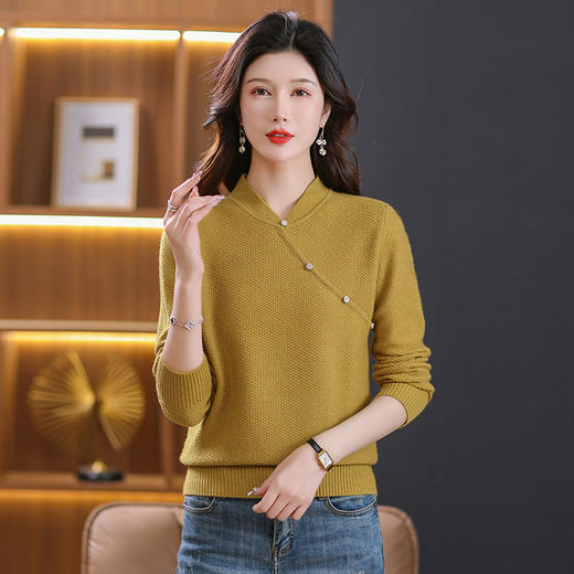 早春装新款，国风中式针织打底衫女士内搭秋冬中年妈妈短款毛衣CC-89-541 商品图2