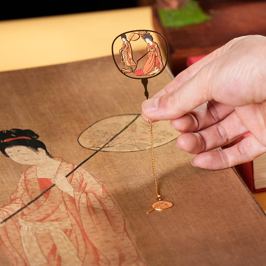 宫扇四大仕女名画金属书签 商品图5