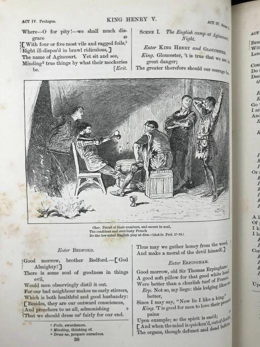 1888年 莎士比亚作品集（卷4，亨利五世/温莎的风流娘们/无事生非/皆大欢喜/第十二夜） 数十幅插图 漆布精装18开 商品图11