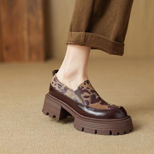 【预售5天】复古休闲马毛拼接厚底圆头乐福鞋女百搭小众松糕鞋MLD&A050 商品图3