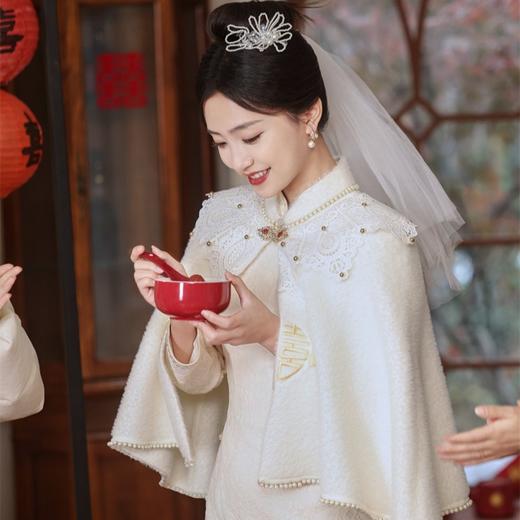 侧八扣长款复合蕾丝旗袍两件套SJT309 商品图3