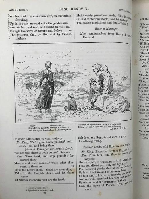 1888年 莎士比亚作品集（卷4，亨利五世/温莎的风流娘们/无事生非/皆大欢喜/第十二夜） 数十幅插图 漆布精装18开 商品图8