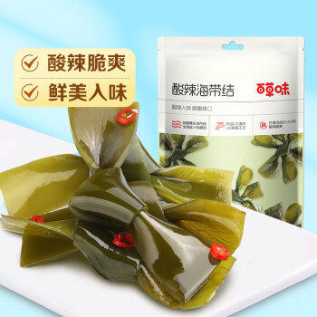 百草味 酸辣海带结200g/袋 海味休闲零食海带丝开袋即食特产小吃小包装 商品图0