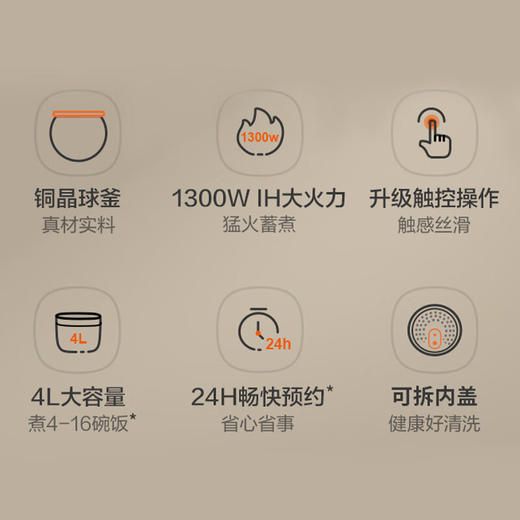 苏泊尔（SUPOR）4L 铜晶球釜 彩屏电饭煲 1300W大火力 IH加热 智能预约可拆 SF40HC1028 商品图8