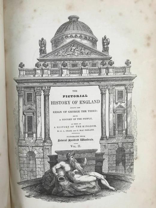 含藏书票！约19世纪后期 英国图史（卷2） 数百幅木版画插图 真皮精装16开 商品图3