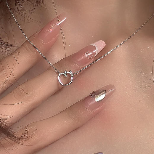 KADER卡蒂罗 爱心猫项链 925银俏皮萌猫治愈系可爱设计锁骨链 甜美明媚百搭款配饰 闺蜜款礼盒装 商品图0