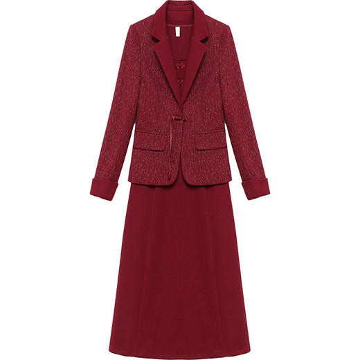 春款简约，中长款洋气内搭连衣裙短款通勤小香风外套两件套QYM-XYKL-4828-L 商品图4