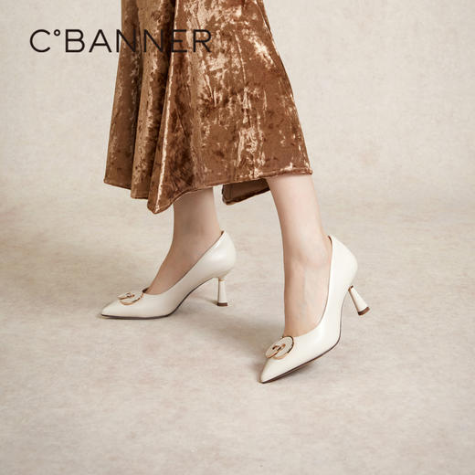 【静音系列】千百度浅口单鞋女春季羊皮高跟鞋通勤细跟A24157769 商品图4