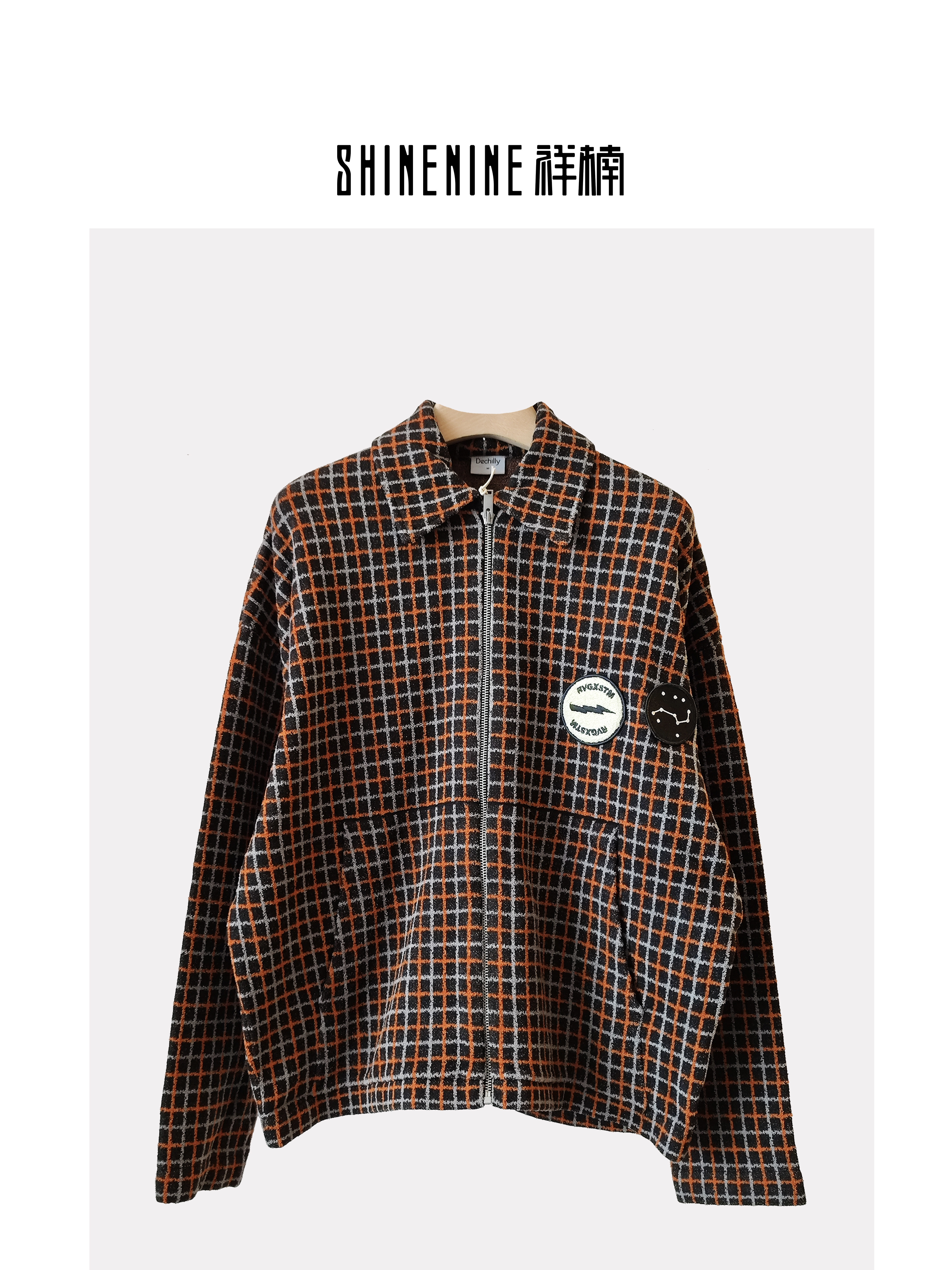 E33394103格纹针织外套