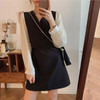 2025春秋新款气质系列拼色收腰显瘦中长款连衣裙女v领长袖打底裙 商品缩略图1