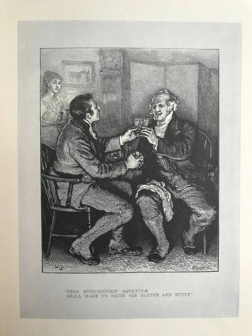 约19世纪后期 彭斯作品集（卷1） 数十幅版画插图 真皮精装16开 商品图5