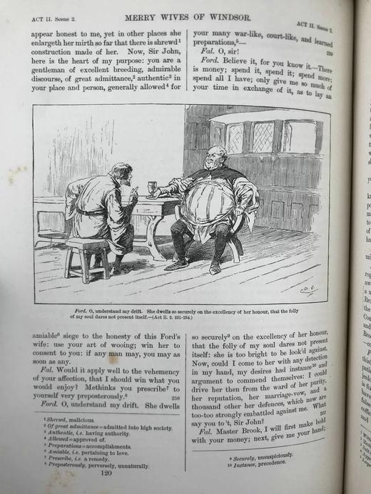 1888年 莎士比亚作品集（卷4，亨利五世/温莎的风流娘们/无事生非/皆大欢喜/第十二夜） 数十幅插图 漆布精装18开 商品图14