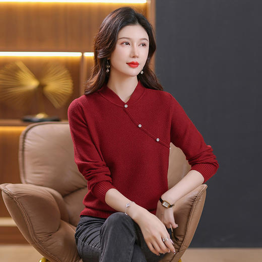 早春装新款，国风中式针织打底衫女士内搭秋冬中年妈妈短款毛衣CC-89-541 商品图0