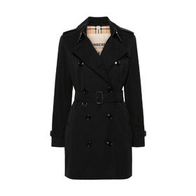 【二】BURBERRY 巴宝莉 女士双排扣中长款束带风衣 黑色 8079415 A1189