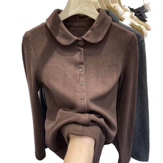 福利款~雀说 翻领保暖内衣双面德绒衬衣打底衫1482 商品图4