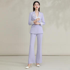 IWY/ 紫色新中式套装时尚播音主持人西装缎领国风年会职业装高级FYCP035