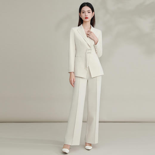 IWY/ 米白色复古新中式套装设计感中国风西装外套阔腿高端主持人FYCP203 商品图0