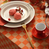 红橙棋子格红色新年方桌布轻奢高级感餐桌客厅氛围感桌布 商品缩略图3