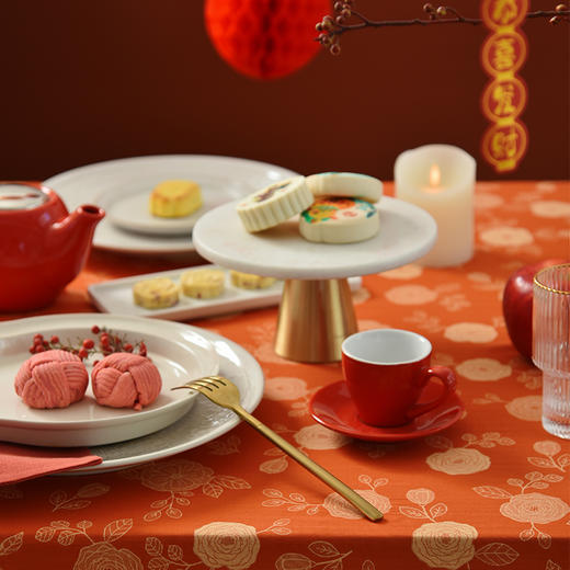 喜上玫瑰红色新年方桌布轻奢高级感餐桌客厅氛围感桌布 商品图2