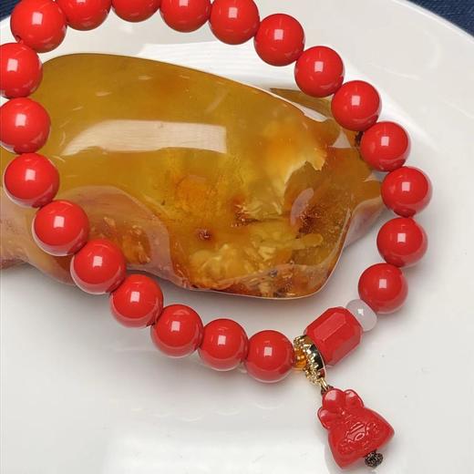 新款单坠-8毫米红砂女士手链 饰品美物 商品图2
