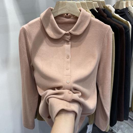 福利款~雀说 翻领保暖内衣双面德绒衬衣打底衫1482 商品图3