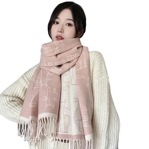 福利款~雀说 仿羊绒软糯爱心披肩长款加厚保暖围脖秋冬 商品图4