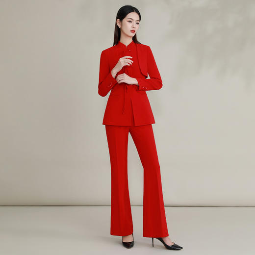 IWY/ 红色西装套装女年会国风主持人正装西服高级感盘扣新中式FYC238+FYP239 商品图2