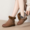 TZF-冬季新款圆头羊毛厚绒短靴子平跟真皮兔毛棉鞋 商品缩略图3