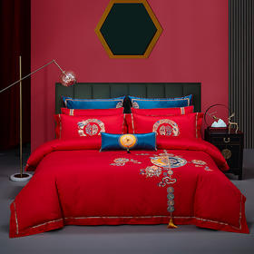 【云粉节】10楼 安睡宝 全棉绣花婚庆六件套-早生贵子 吊牌价6399~7299元 活动价2699~2899元