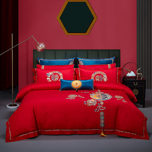 【云粉节】10楼 安睡宝 全棉绣花婚庆六件套-早生贵子 吊牌价6399~7299元 活动价2699~2899元 商品图0