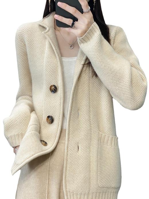 福利款~丁摩 加厚西装领外套单排扣全羊毛针织开衫NS2033 商品图3